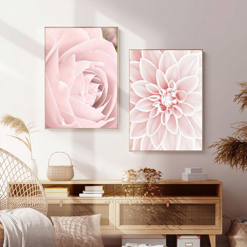 Розовый цветок цветущая роза пион природа растения скандинавские постеры и принты настенная живопись на холсте картины для домашнего дизайна спальни