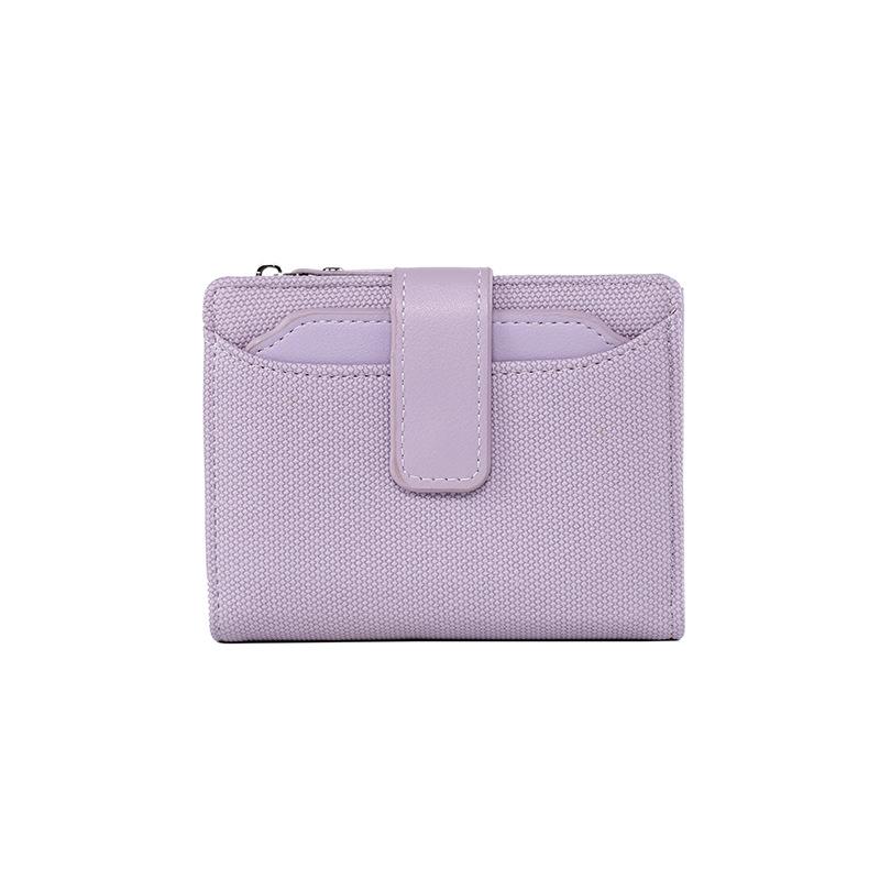 Fashionable Women's Folding Short Wallet PU Leather Zipper Coins Purses Solid Color Versatile Pouch Bag Card Holder