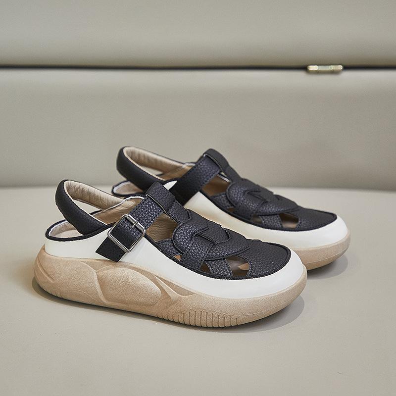 Новые женские туфли в стиле ретро, модные, на толстой подошве, на танкетке, удобные, повседневные, пляжные сандалии, обувь для женщин, Sandalias De Mujer 2024