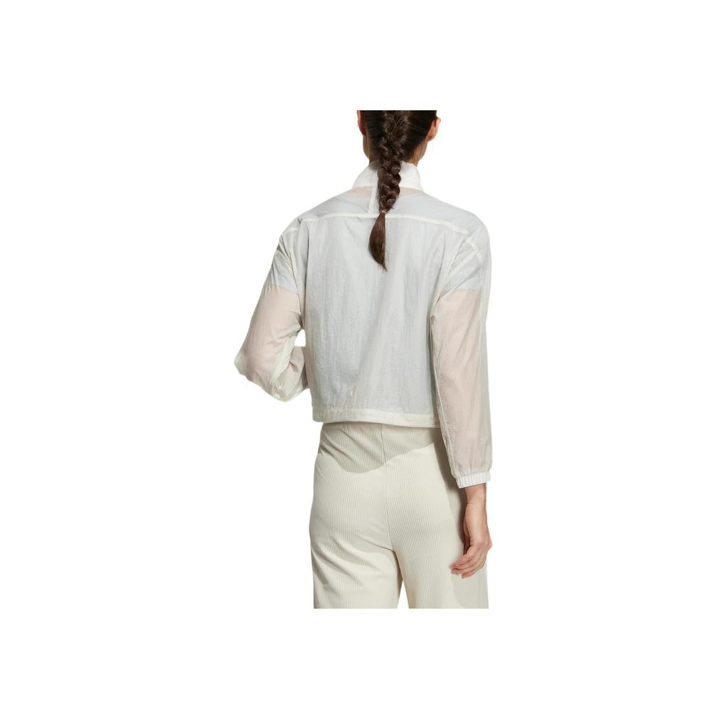 Adidas Wx Wv Jacket T2 Solid Color Side Three Stripes Stand Collar Sports Jacket Women Jacket White HR8406