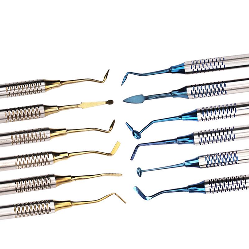 6Pcs Dental Composite Resin Filling Spatula Double Heads Mixing Carving Spatula Titanium Plated Head Filler