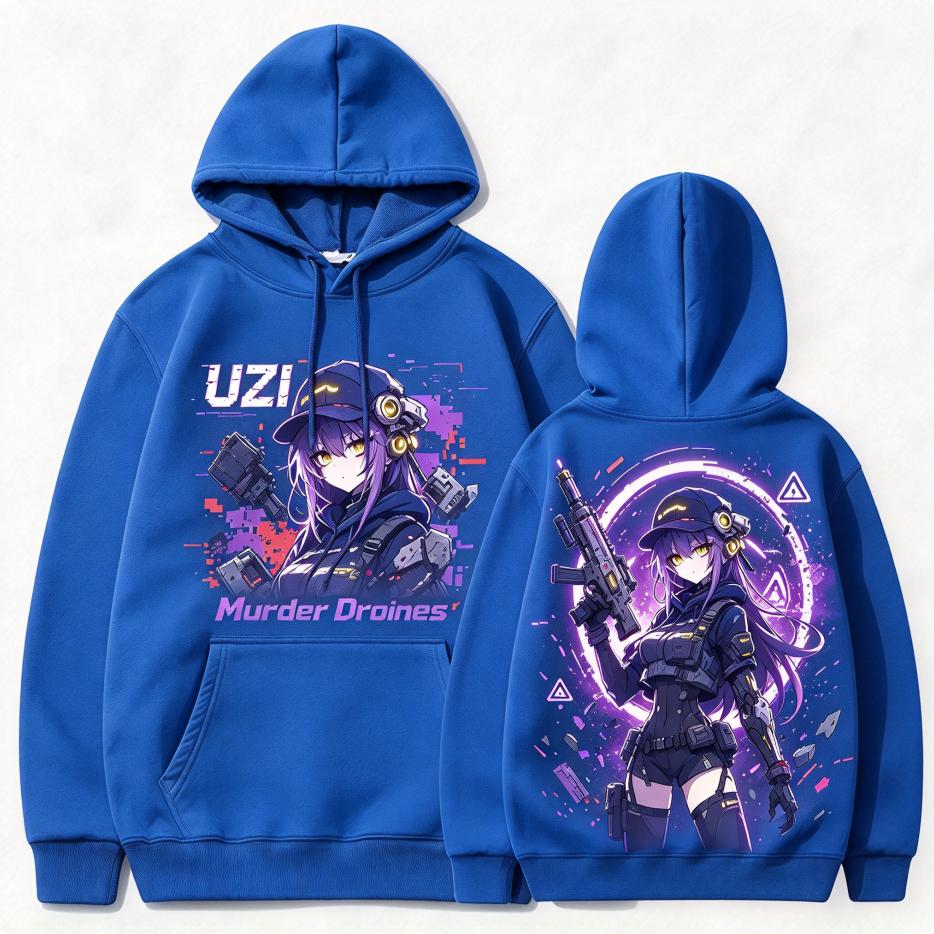 Murder Drones Uzi Graphic Hoodie Men Women Casual Oversized Hooded Sweatshirt Anime Print Streetwear Pullover Tops Harajuku Daily Outfit