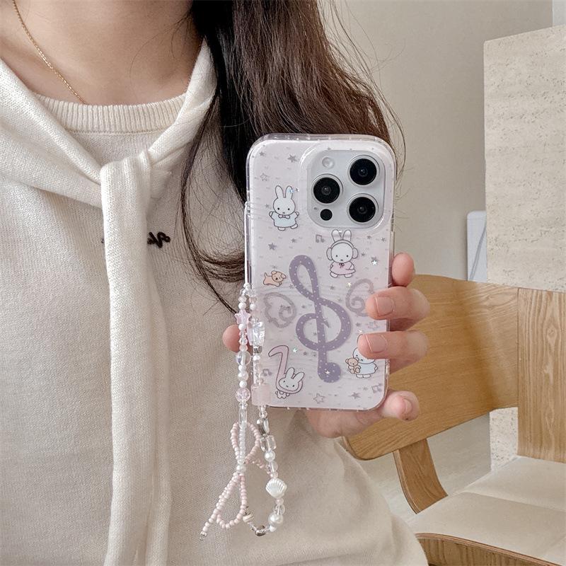 Креативный чехол для телефона с музыкальной нотой, кроликом и бантом для iPhone 17/16 Pro Max
