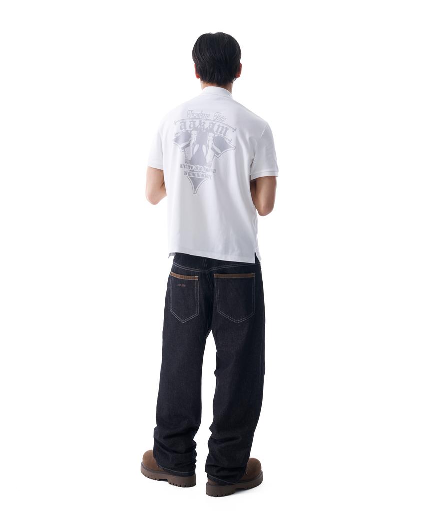 AAKAM Waist Contrast Denim Pants (Black)