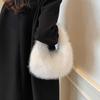 Autumn and Winter Plush Shoulder Handbag Crescent Bag Fashionable Armpit Bag Cute Ladies Wallet