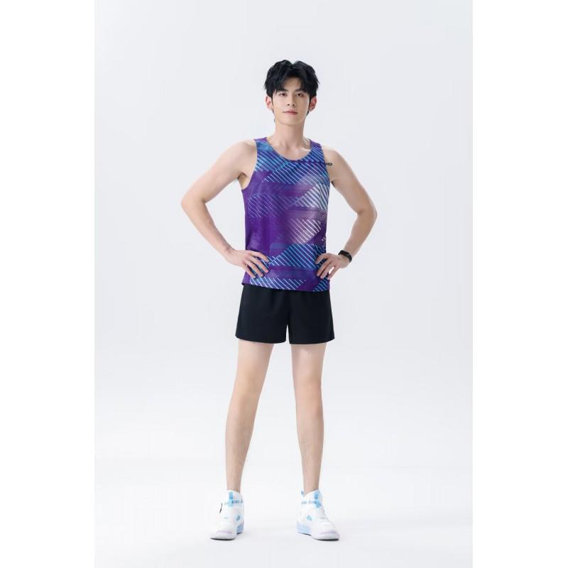 Men Women Running Track Suit Set Athletic Training Vest Marathon Competition Sportswear Breathable Quick Dry