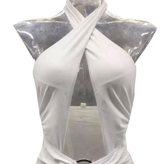 Женский купальный костюм, однотонный женский монокини с крестом и бретелькой на шее, высокой талией