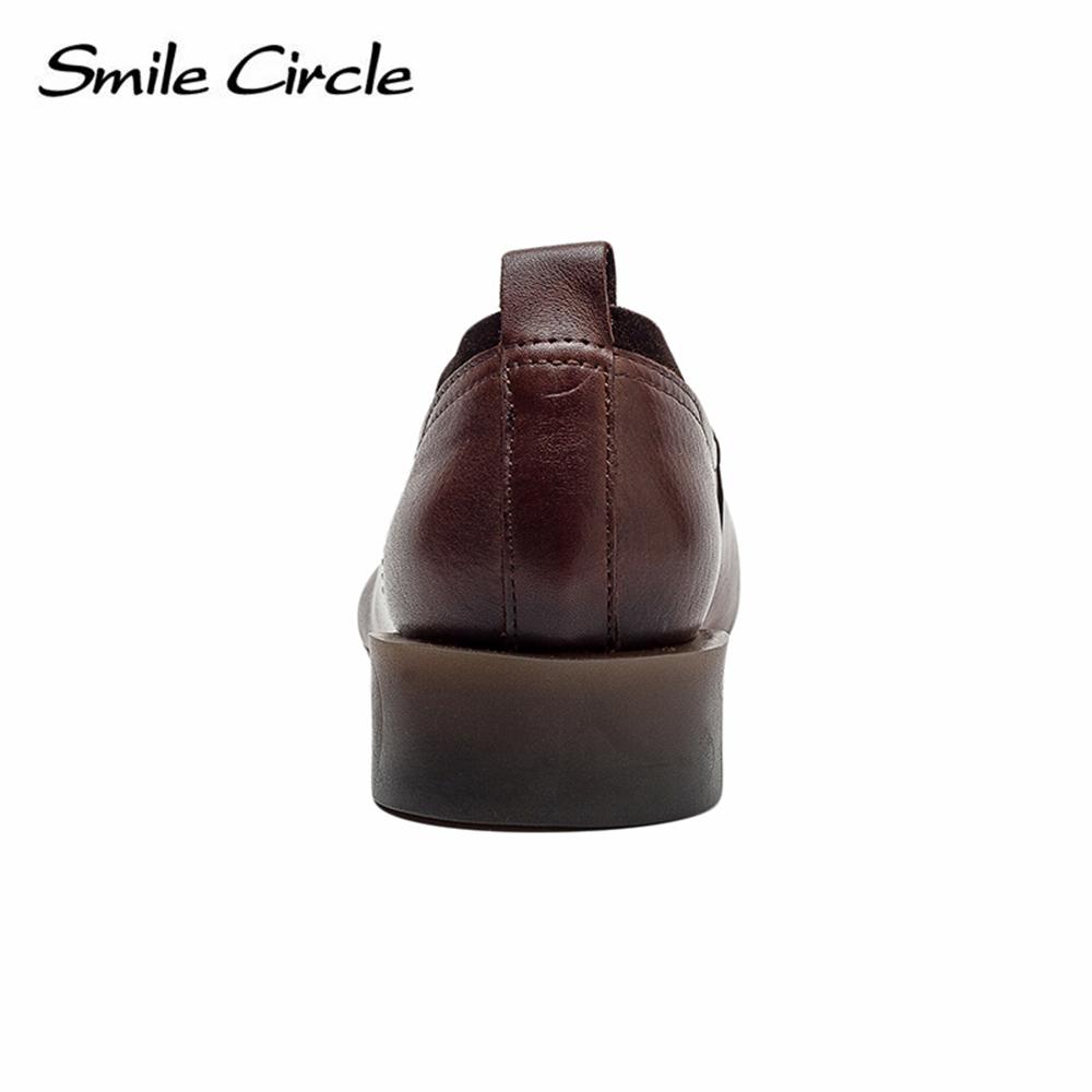 Женские туфли на плоской подошве из натуральной кожи, повседневная обувь без шнуровки с круглым носком, модная женская рабочая обувь на мягкой подошве