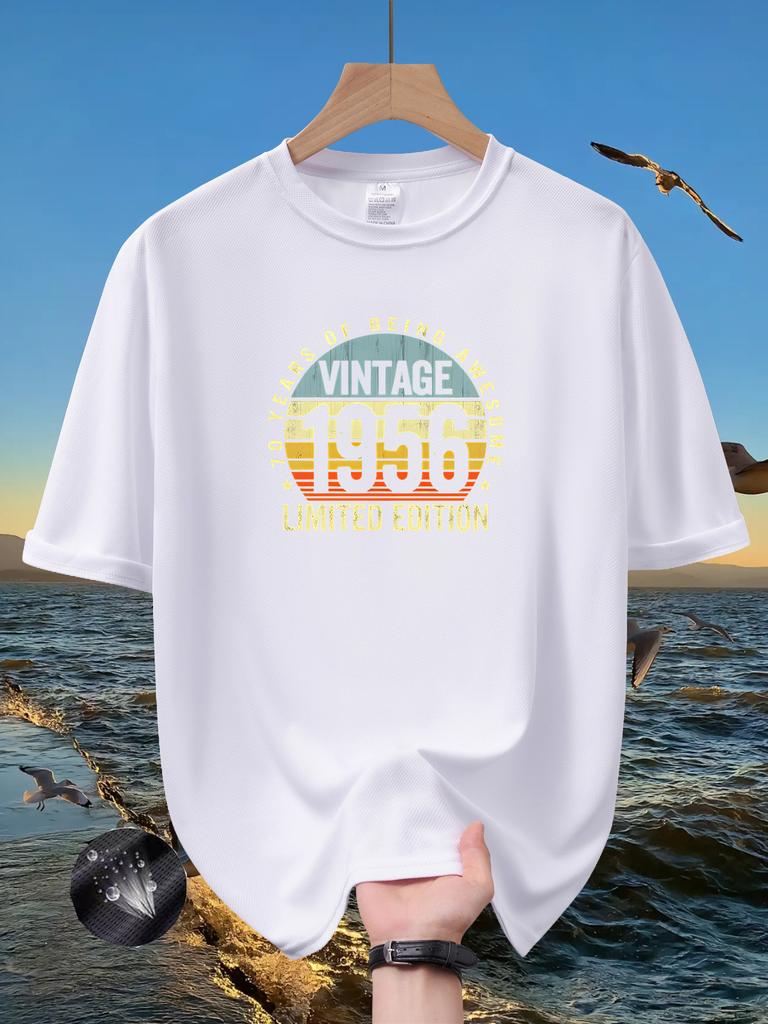 Unisex Unisex Vintage 1956 Birthday TShirt 69 Years Old Retro Sunset Print Summer Breathable Quick Dry Casual Short Sleeve Tops