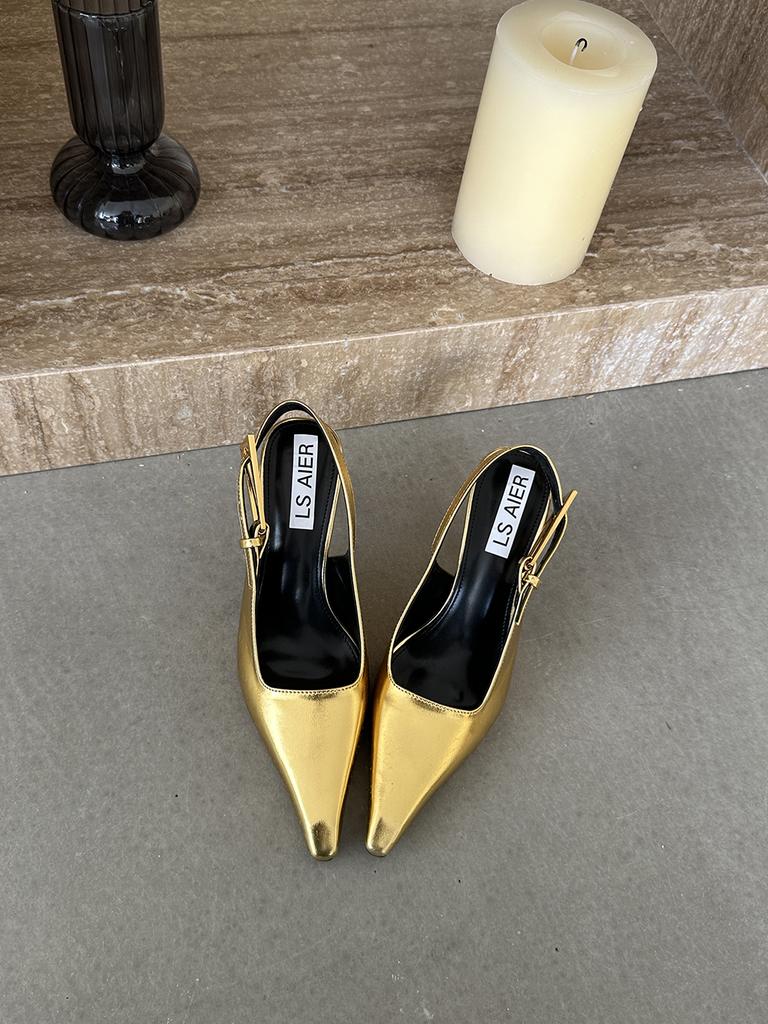 Мода Модные женские босоножки с острым носком Летние туфли Женские тонкие высокие каблуки Ремень с пряжкой на шпильке Сексуальные офисные туфли-лодочки 39