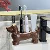 Space Saving Dachshund Toothbrush Holder Ceramic Toothbrush Storage Rack  for Bathroom