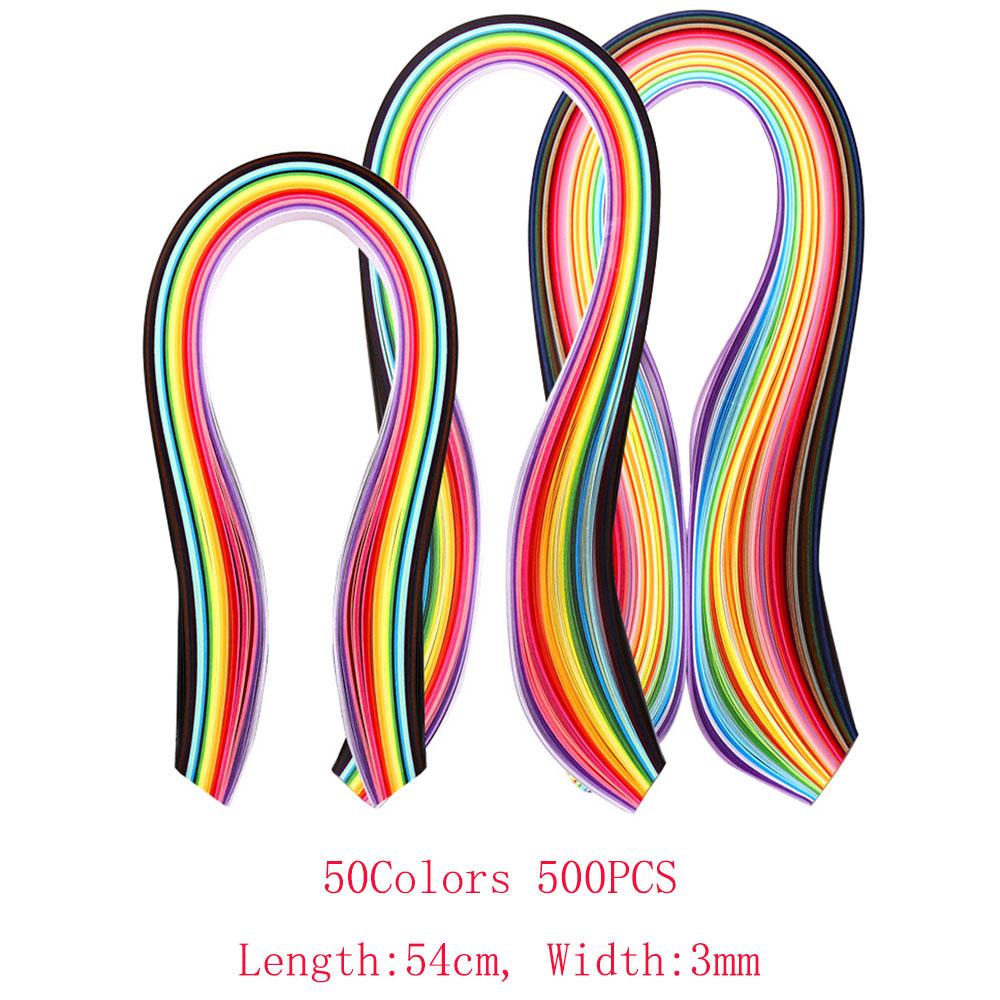 500pcs 50 Colors Home DIY Paper Quilling Paper Decor Pressure Relief Gift Craft Tools