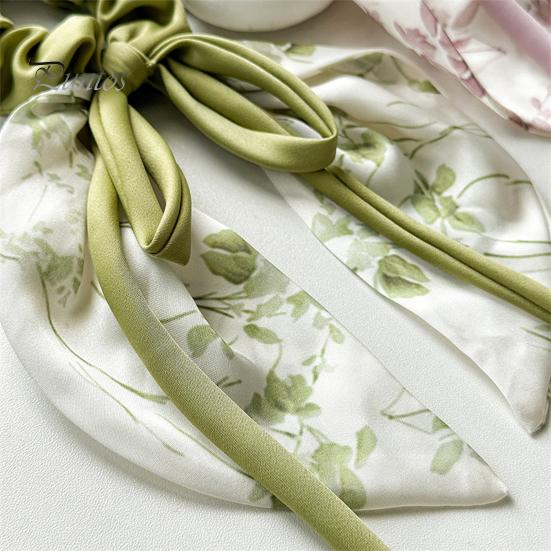 Атласные резинки для волос для женщин и девочек, держатель для хвоста, эластичная длинная лента, декор в виде банта, длинная вьющаяся тонкая повязка для волос, аксессуары для волос