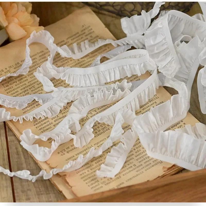 21 Color Stretchy Ealstic Ruffle Pleat Dance Shirt 1.5-2.5cm Wide Skirt Dress Edging Lace Trim Ribbon 10 Meters