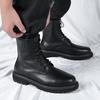 [Customized] New Martin boots men's Korean version high-top men's boots velvet British style leather medium-top boots 6028-T