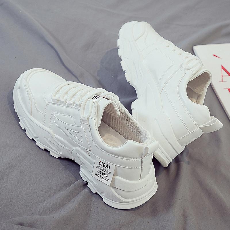 New men's shoes autumn men's deodorant sports and leisure versatile little white men's leather shoes heightening dad shoes