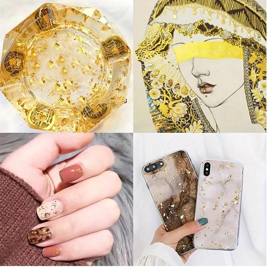 Аксессуары для нейл-арта Золотая Серебряная Медная Фольга Блестки Лист Хлопьев Массовая Фольгированная Бумага Для Позолоты Украшение для Маникюра