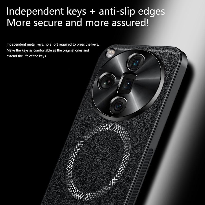 For Oppo Find X7 Ultra Case Magnetic Elegant Leather Wear-Resistant Lens Fully Covered Non-Slip Grip Edge Cover Shell