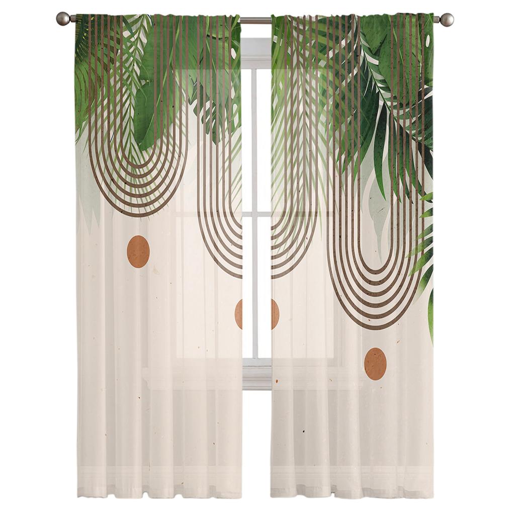 Богемный абстрактный ветряной лист растения прозрачные занавески на окна тюль шторы для гостиной спальни отеля домашний декор вуаль шторы