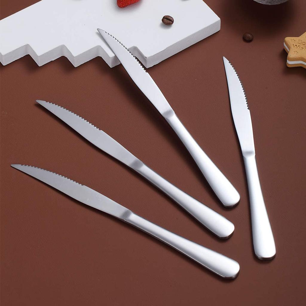 Набор ножей для стейка с зубчатым ножом, набор острых ножей из нержавеющей стали, набор из 4 обеденных ножей, можно мыть в посудомоечной машине, прочный и легко моется