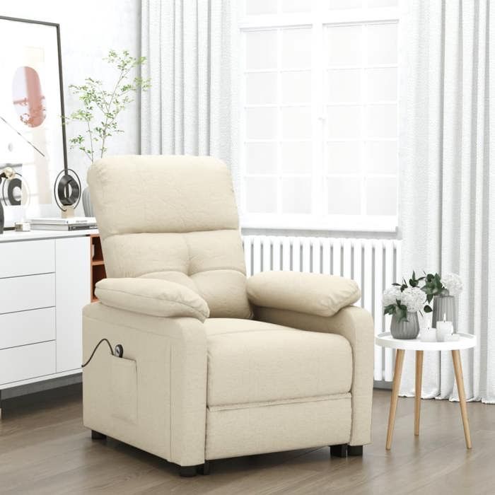 Maison Exclusive - Fauteuil inclinable électrique Crème Tissu