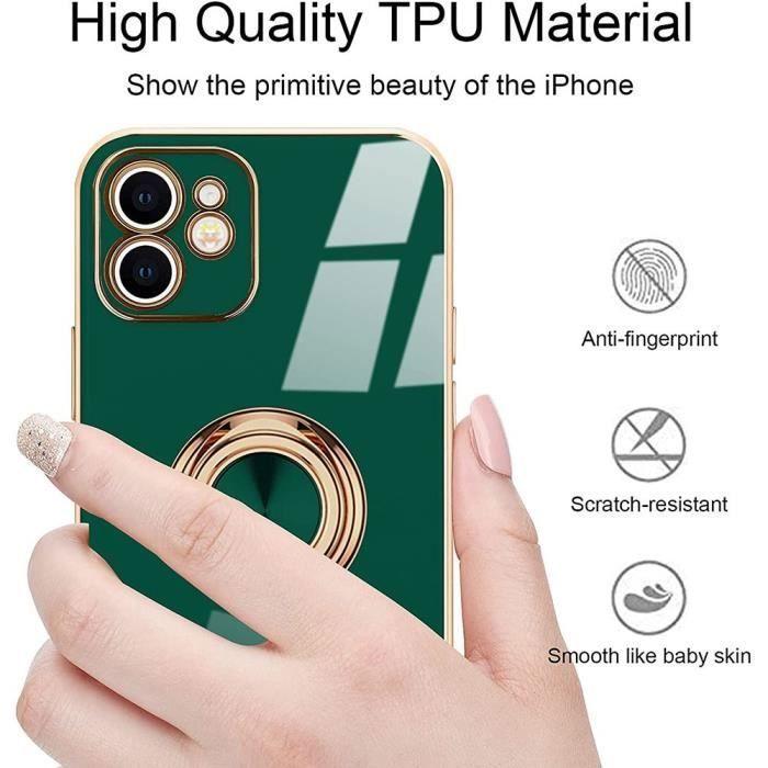 Защитный чехол - E.F.CONNECTION - для iPhone 13 - Темно-зеленый - Золотая окантовка - Противоударный TPU