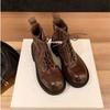 ! Shoes Washed Horse Leather Lace-up Thick Heel Heightening Short Boots Martin Boots Autumn