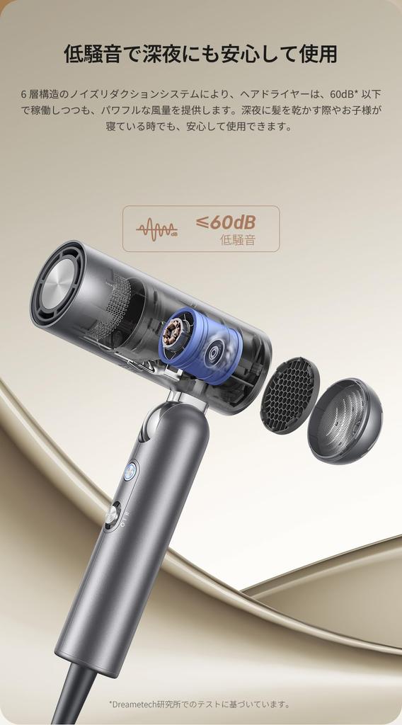 Dreame Pocket Быстросохнущий Фен для волос 3 Складные Формы Профессиональный Укладчик Легкий 300 г RPM Мотор 300 миллионов Платиновый Отрицательный Постоянный