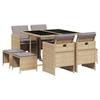 VidaXL Ensemble à manger de jardin et coussins 9 pcs mélange beige , ensemble de salle à manger d'extérieur, meuble de salle 3277727