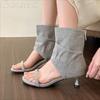 Heeled Sandals Women Summer Boots Kitten High Heels Shoes Designer 2025 New Brand Cowboy Ankle Open Toe Casual Party Pumps Cool