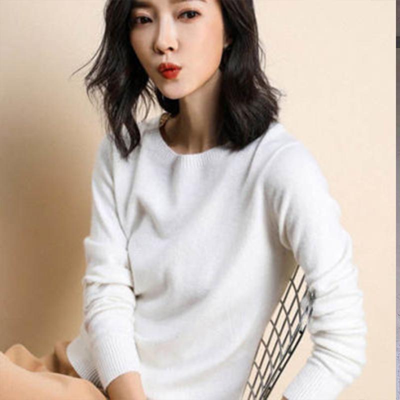 Женский уютный вязаный пуловер, свитер с круглым вырезом, нечеткий приталенный красный, черный свитер