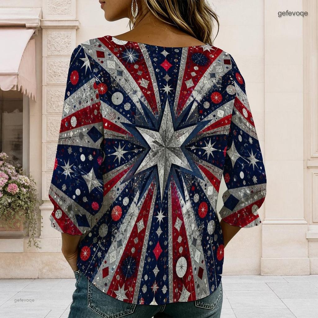 Womens Plus Size Square Neck Long Sleeve Front Button Loose Casual Versatile Daily Blouse