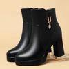 Autumn High Quality Genuine Leather Winter Boots Comfortable Warm Fur Women Ankle Boots High Heel Women's Booties Platform Shoes