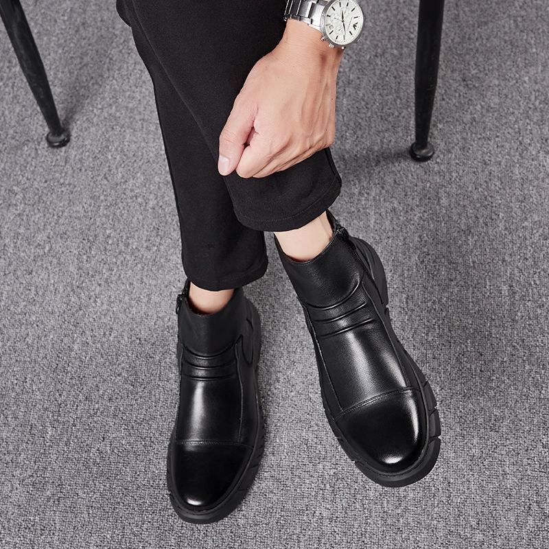 Ботинки мартин зимние мужские кожаные ботинки кожаные ботинки с высоким берцем бархатные теплые британские хлопковые ботинки повседневные кожаные ботинки мужские