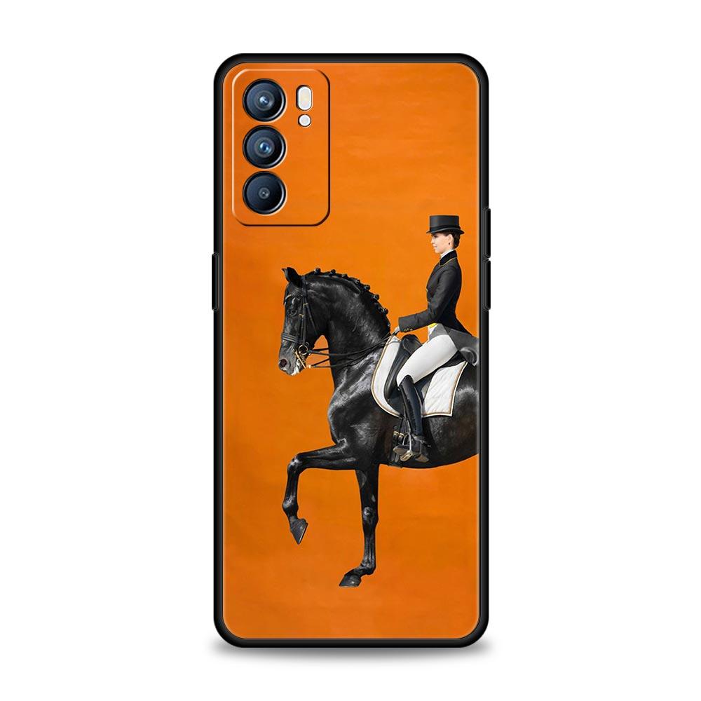 Чехол для Oppo Find X6 Pro X5 A54 A53 A52 A9 A15 A95 A17 A16 A76 A74 A57 A31 Reno8 Reno7 Reno6 Pro 5G Обложка Скачущая Девушка с Лошадью