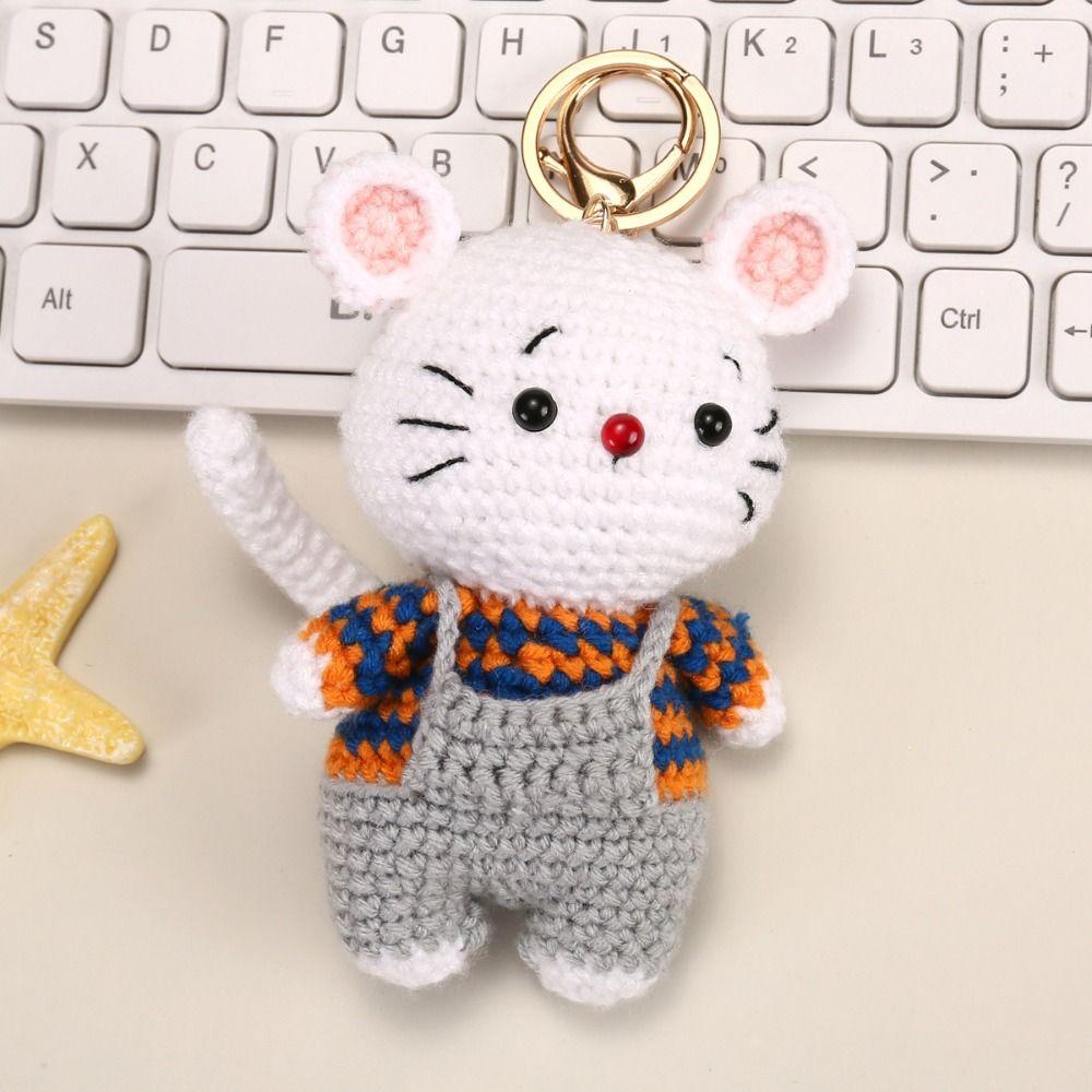 Backpack Charm Knitted Animal Keychain Handwoven Crochet Doll Key Ring Animal Pendant Friend Gifts