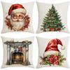 European and American Santa Claus Pillowcase, Festive Printed Pillow Cushion, Car Sofa Waist Cushion Pillowcase