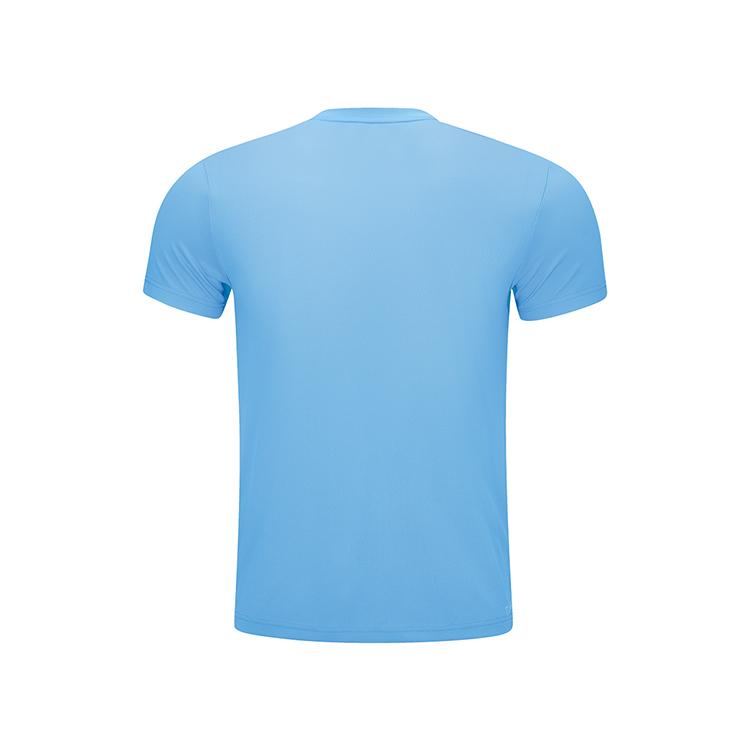 Li Ning Badminton Series Solid Color Round Neck Pullover Short Sleeve T-Shirt Unisex Tops Moon-White Blue AHST347-8