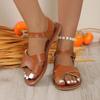 Fashion Women's Shoes 2024 Brand Buckle Strap Women's Sandals Fashion Peep Toe Casual Sandals Women New Solid Plus Size Flat Sandals