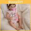 19inch Silicone Reborn Baby Doll With Striped Headband And Rabbit Print Clothing Decorationfor Collectors And Gift Givers
