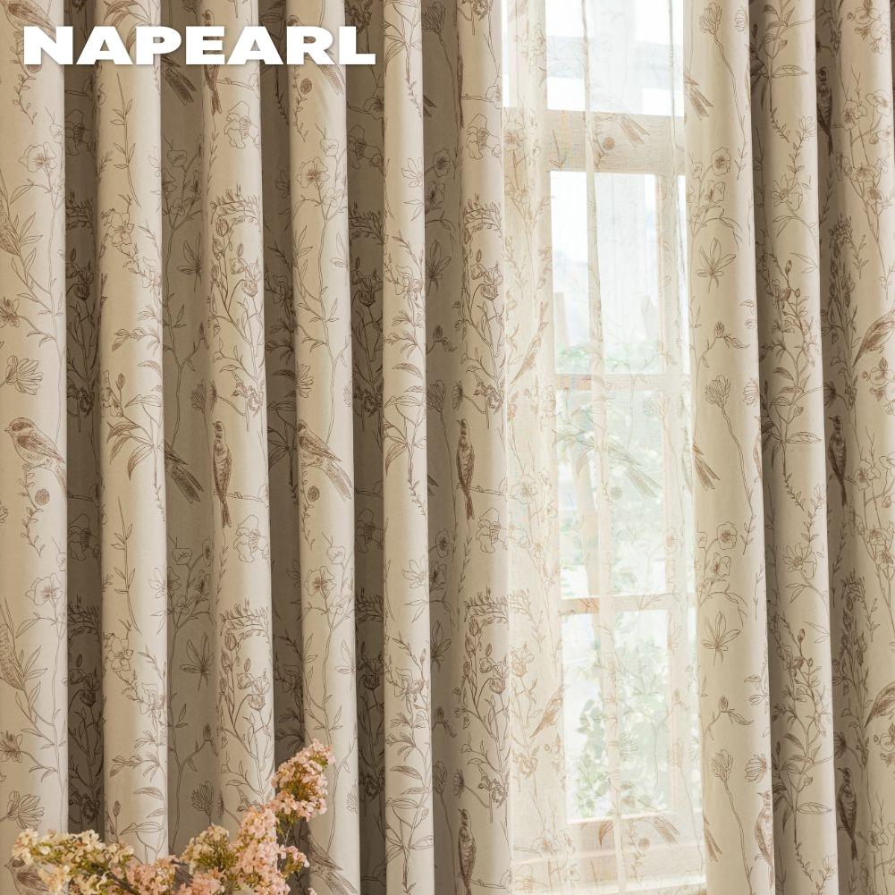 1 шт. NAPEARL Французские Ретро Высококлассные Бежевые Шторы с Принтом Полностью Затемняющие Шторы для Спальни Гостиной Балконного Окна для Домашнего Декора