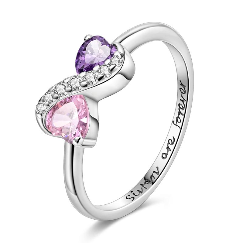 925 Sterling Silver Rings Sparking Purple White Pink Blue Zircon LOVE Wedding Ring Women Engagement Jewelry Anniversary Gifts