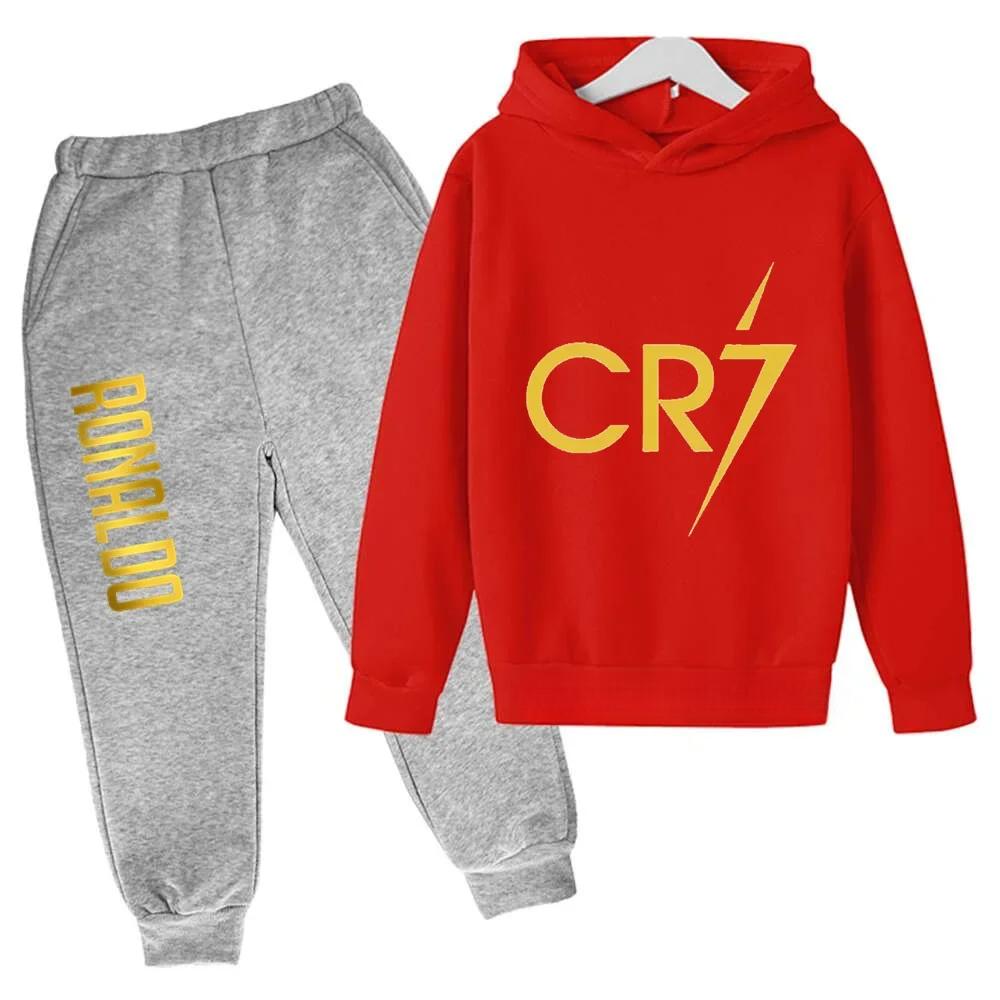 Cr7 Печать Футбольный Идол Одежда Детская Толстовка Набор из 2 шт. Костюм с Брюками Детский Мальчики Спортивный Костюм Девочки Одежда Спортивные Костюмы