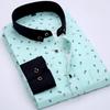 Новая мужская рубашка с длинным рукавом в клетку и цветочным принтом Slim Fit - Корейская повседневная мода