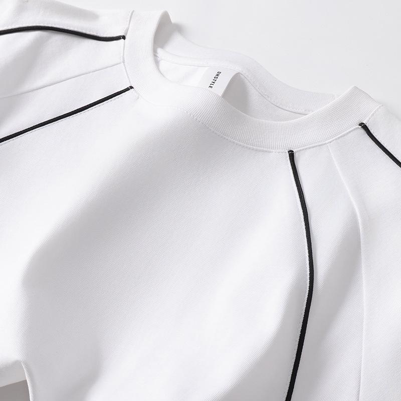 Мужская футболка из 100% хлопка 240 г/м² контрастного цвета с круглым вырезом и короткими рукавами свободного кроя: Трендовый стиль с Хай-стрит