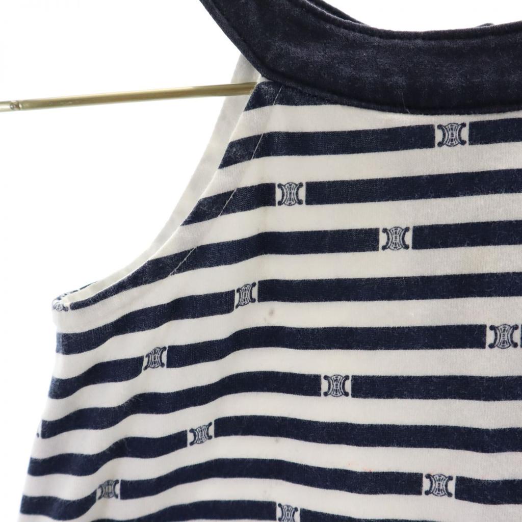 Celine Made In Japan Border No Sleeve Cut 80 Baby Back Button Kid's Used