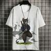 Cat Samurai Pattern T Shirt For Men Trendy Animal 3D Printed Tees Casual Short Sleeve Oversized Street T-Shirts Round Neck Tops