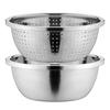 Strelitsia 2-Piece Stainless Steel Colander and Bowl Set, Deep Colander and Rinse Bowl, Convenient for Draining Vegetables and Noodles (24cm Diameter)