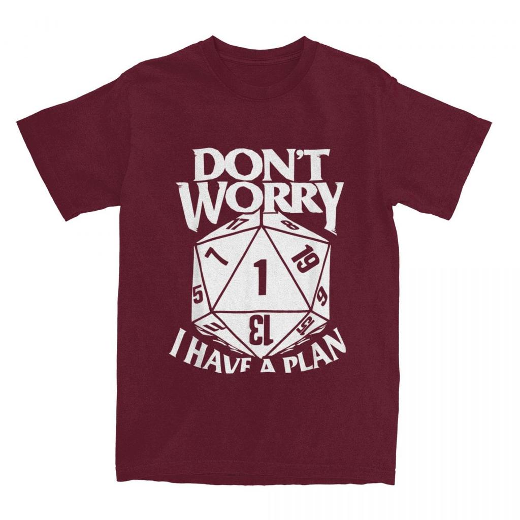 Dungeon Dragon Dice Don't Worry I Have A Plan T Shirt Accessories for Men Cotton Dnd Game Dm D20 Tee Shirt Clothing Gift Idea