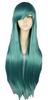 Long Straight Lamb Cosplay Wig with Adjustable Wig and Wig Net Green Set, (Ash Blend)